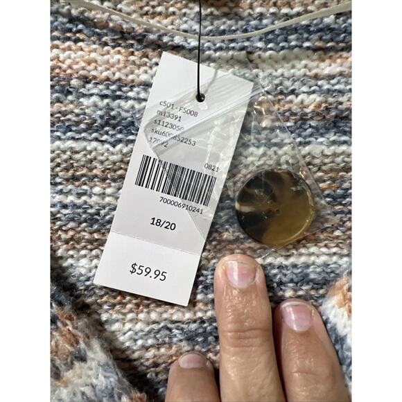 Lane Bryant Woman's Multi Color Strip Button Up Cardigan Sweater Sz 18 20 NWT - Picture 3 of 9